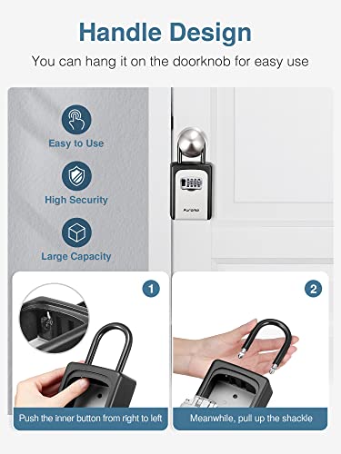 Puroma Key Lock Box Waterproof Combination Lockbox Portable Resettable Wall Mounted & Hanging Key Safe Lock Box For House Keys, Realtors, Garage Spare, Gray (1 Pack) #TOP2