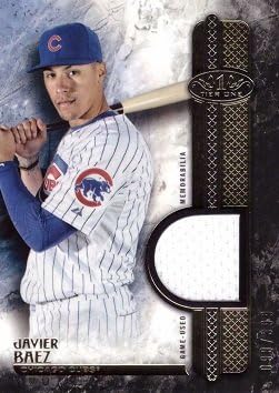 2016 Topps Tier One Relics #T1R-JBZ Javier Baez Game Worn Cubs Jersey Baseball Card – White Jersey Swatch – Only 399 made!