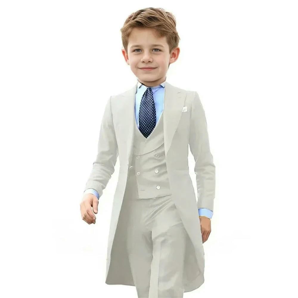 ZBDP - Completo formale per bambini dai 3 ai 16 anni, 3 pezzi, per matrimonio, smoking, gentiluomo, feste, completo per bambini, blazer, pantaloni e gilet