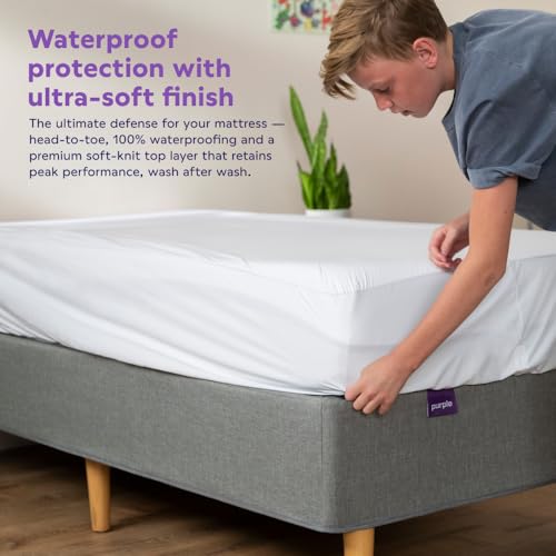 Image of Purple Waterproof Mattress Protector - King, Gold-Standard Protection, Comfort-First Design, Fits Mattresses 8 inch to 15.5 inch (Pack of 2)