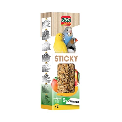RIGA - Barres De Sticky Aux Fruits - Nourriture Pour Oiseaux - Baguettes Graines Cuites Au Four - Mangue Déshydratée - Vitamines Et Nutriments - Encourage...