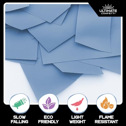 Image of Ultimate Confetti, Baby Blue Biodegradable Confetti - Rectangular Fluttering Tissue Paper Confetti for Cannon and Launcher use - Gender Reveal Confeti, Wedding, Parties and Live Events - 1 lb, 16 oz