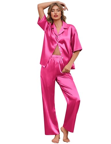 Ekouaer Silk Satin Pajama Set for Women
