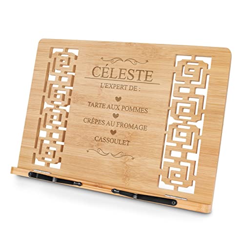 Maverton Pupitre Livre pour femme - Support de Lecture personnalisé - 24cmx39cm - Bois de bambou - Angle d'inclinaison réglable - Pour livre de cuisine - Pour Anniversaire - Expert