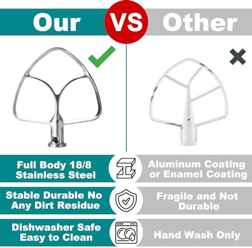 Miniatura 5 de KitchenAid - Paleta mezcladora de acero inoxidable, 4.5Q5Q, con cabezal inclinable, pulido, sin recubrimiento, apto para lavavajillas, accesorio