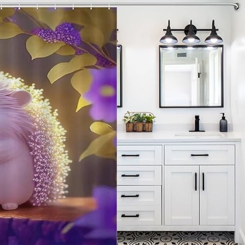 Rideau de douche hérisson 183x183 cm en polyester lavable avec 12 crochets - 5