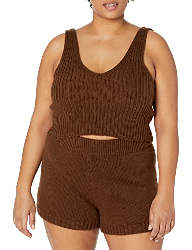 Image of The Drop Women's Sylvie Double V-Neck Textured Rib Cropped Sweater Tank