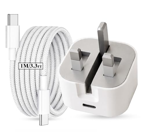 Problem Solve 35W USB-C Fast Charger for iPhone 15 Pro Max/16/17/17 Pro with 1M Type-C Cable PD Wall Charger Adapter for iPad Samsung OnePlus Xiaomi Fast Charging Wall Plug Charger White