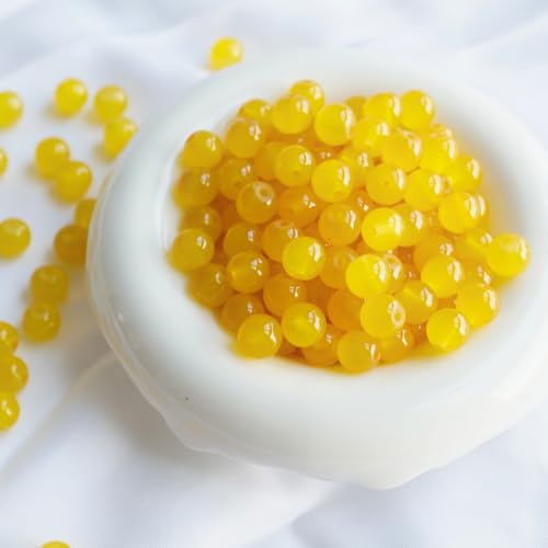 Jabrand 145pcs Glass Beads 8mm Glass Beads for Barcelet and Jewelry Making DIY Crafts (Yellow)