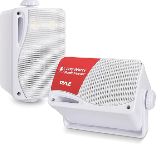 Amazon.co.jp: Pyle 壁掛けスピーカー 防水 屋外 ウォールマウント 3.5