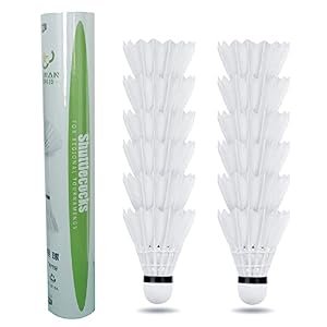 Goose Feather Badminton Shuttlecocks,12 Pack Feather Badminton Birdies-Hight Speed Training Birdie Ball for Indoor and Outdoor Sports,Highly Stable & Durable Shuttle Balls