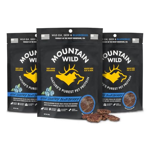 Image of MOUNTAIN WILD Blueberry Elk & Venison Healthy Dog Treats - 8oz, 3 Bags
