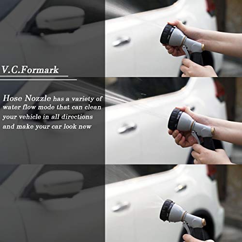 V.C.Formark Garden Hose Nozzle, Heavy Duty Metal Hose Spray Nozzle, 7 Adjustable Multi-Function Water Hose Nozzle for Hand Watering Plants & Lawn, Car Washing, Patio and Pets - Thumbnail 5