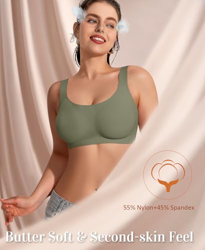 Image of Wireless Jelly Seamless Bras for Women No Underwire Tshirt Full Coverage Padded Bra Comfortable Everyday Bralettes