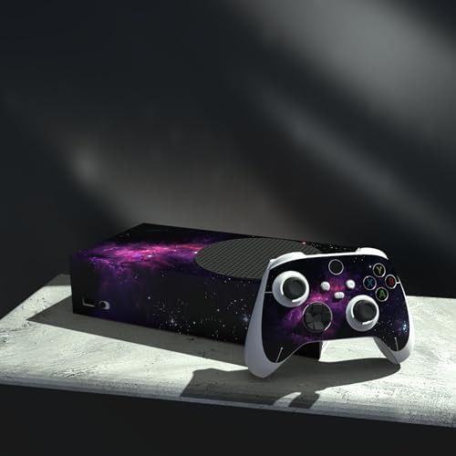 PlayVital Purple Nebula Custom Vinyl Skins for Xbox Series S, Wrap Decal Cover Stickers for Xbox Series S Console Controller - 3