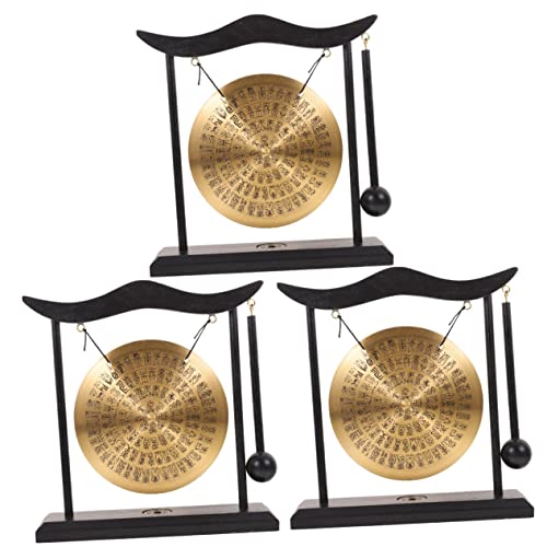 Homsfou 3Pcs Scene Home Craft Adornment Wooden Stand Shui Decoration Ornament Transparent Tabletop Chinese Drumstick Feng Zen Gong Mallet For Hanging Novel Asian Percussion Instrument Art #TOP17