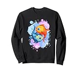 Zwei Fische Sternzeichen Design bunt Aquarell Optik Sweatshirt