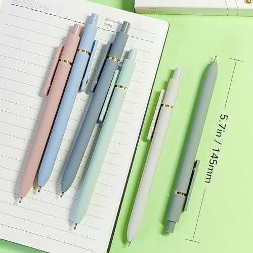 UIXJODO Gel Pens, 6 Pcs Black Ink Pens for Women, 0.5mm Fine Point Smooth Writing Pens, High-End Series Retractable Pens for Journaling Note Taking (6 Pcs Gold Morandi) - Thumbnail 5