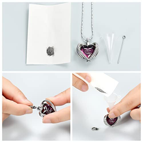 Imrsanl Cremation Jewelry Angel Wing Heart Urn Pendant Necklaces For Women Crystals Urns For Human Ashes Memorial Locket Keepsake Ashes Jewelry (Wings-Purple) #TOP5