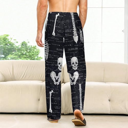 Skull Dark Skeleton Anatomy Pajama Pants with Pockets Print Loungewear Bottoms Soft Sleep Pants for Men Women2