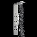 ROVOGO Shower Panel System with 6 Body Jets, Rainfall Waterfall Shower and Handheld, Shower Tower Column with Temperature Display in Brushed Stainless Steel