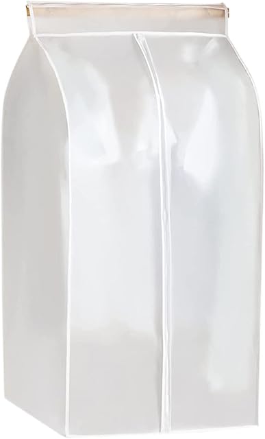 Carreuty Clothes Dust Cover, Transparent Coat Hanging Garment Rack Cover with Zipper Moisture-proof Dust-proof Clothing Organizer for Coat Dress Jackets Windcoat - White