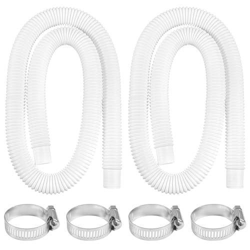 Funmo Tubo di ricambio per piscina, tubo di ricambio per pompa piscina con 4 raccordi in metallo, 59 x 1,25 pollici tubo per piscina accessori per piscina fuori terra