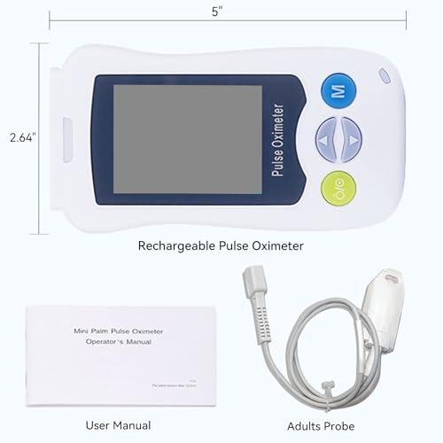 Image of Continuous Pulse Oximeter Fingertip, Medical Grade Accuracy Fast Reading SpO2 Pulse Rate Blood Oxygen Saturation Monitor Handheld 500 Data Storage Overnight Pulse Oximeters with Adjustable Alarm