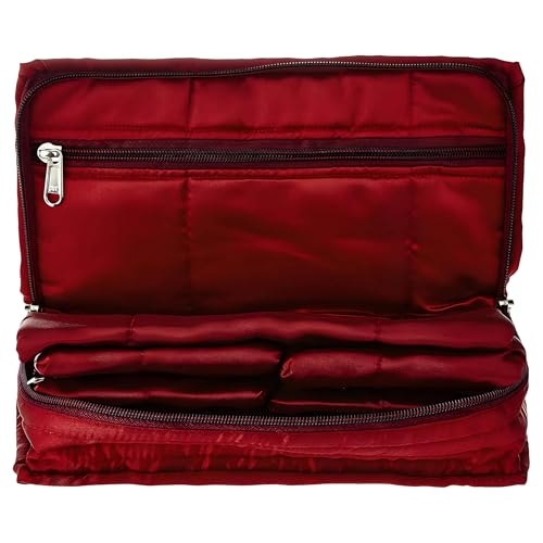 Kuber Industries Jewellery Kit/Make Up Kit/Wedding Collection Gift in Satin Maroon