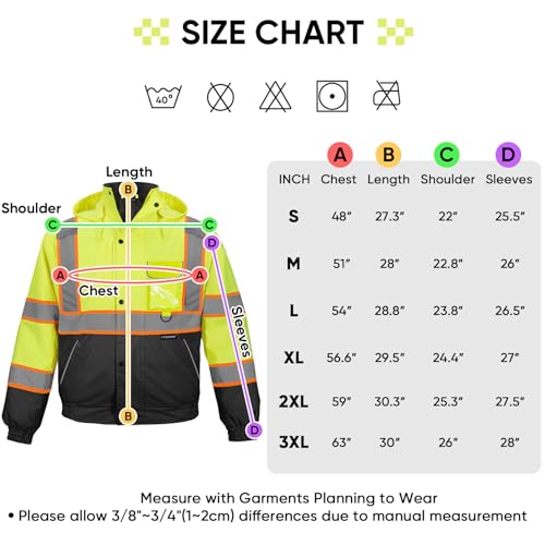 image for TICONN Waterproof Safety Bomber Jacket, Winter Rain Jacket Hi Vis Refl