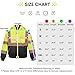TICONN Waterproof Safety Bomber Jacket, Winter Rain Jacket Hi Vis Reflective, ANSI Class 3 Work Rain Coat (Yellow&Black, XL)