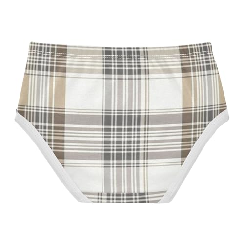 Beige Tartan Plaid Girls' Panties Training Breathable Underwear for Baby Girls in Sizes 2T,3T, 4T, 5T, 6Y and 8Y2