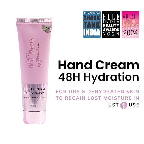 Image of Mintree Hand Cream for Women, Hydrating & Nourishing with Shea Butter, Avocado Butter, Ceramides & Squalane, Purple | 48 HR Moisture & Aromatic Floral Scent | Non-Greasy, Suitable for All Skin Types , 30g