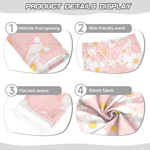 KLL Flowers Pink Background Toddler Girl Basic Leggings Soft Full Length Dance Pants Gym3