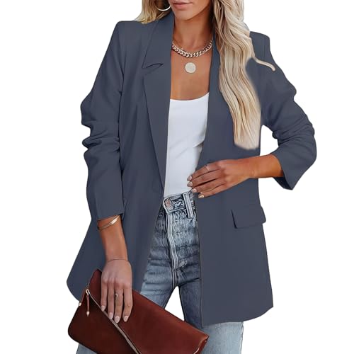 MGizo DtiSpectrum Blazer de Mujer - Chaqueta de Traje Holgada de un Solo Pecho con Abertura Frontal para el Trabajo, Chaquetas de Negocios con Cuello de Solapa y Manga Larga.