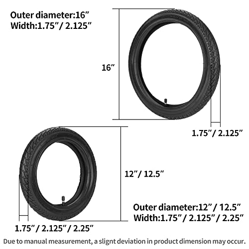 image for WEIYINGSI Front 12/12.5×1.75/2.125/2.25 and Rear 16×1.75/2.125 Tires