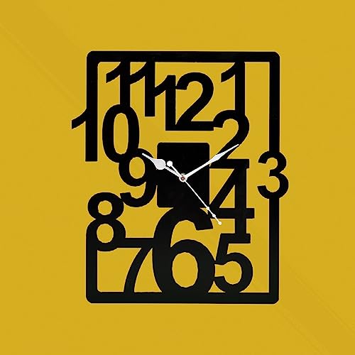 Image of METSY Metal Laser Cut Numerical Analogue Art Wall Clock Black & White for Home and Office | Metal Wall Art | Decor Items (Square)
