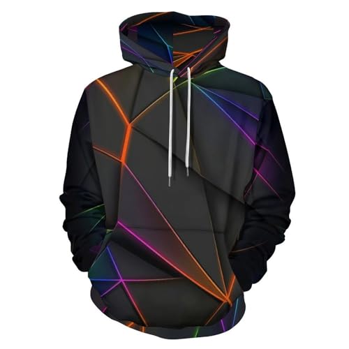 Sweat à capuche homme ample fini les pulls ternes grâce à l'imprimé géométrique néon 3D