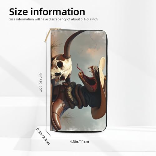 Retro Brown Cowboy Snake Print Wallet Women, Leather Bifold Multi Card Wallet, Long Purse Women's Wallets2