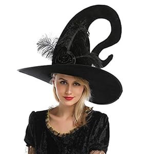 Carnavalife, Sombrero Bruja, Sombrero Disfraz, Gorro de Bruja, Accesorio Mujer, para Halloween, Fiesta de Disfraces, Carnaval, etc, Talla única (HJ-35, Talla única)