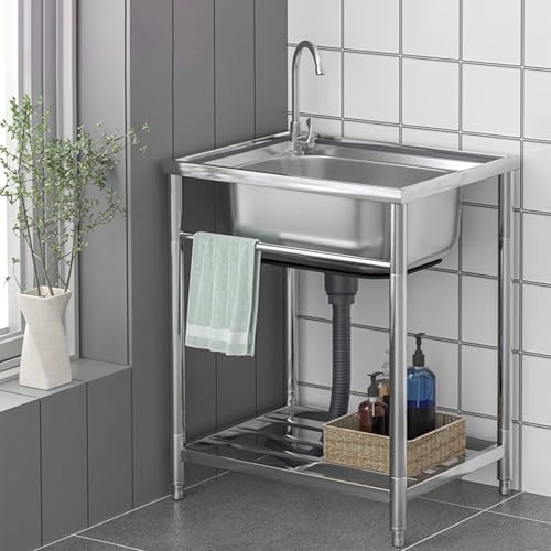 Évier utilitaire mobile avec support et mitigeur d'eau chaude et froide