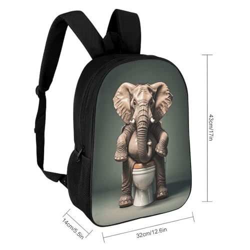 17 Inch Backpack Elephant Sitting on The Toilet Print Travel Dayback Shoulder Back Pack Carry On Backpack with Adjustable Shoulder Straps2