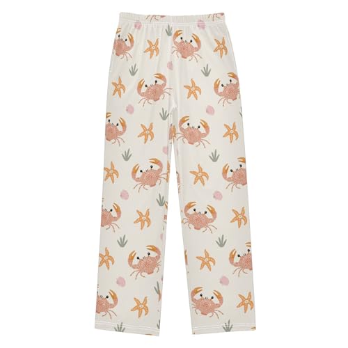ZZXXB Crab Starfish Pattern Boys Long Pants Soft Trousers Elastic Waist Kids Lounge Bottoms with Pockets S-XL