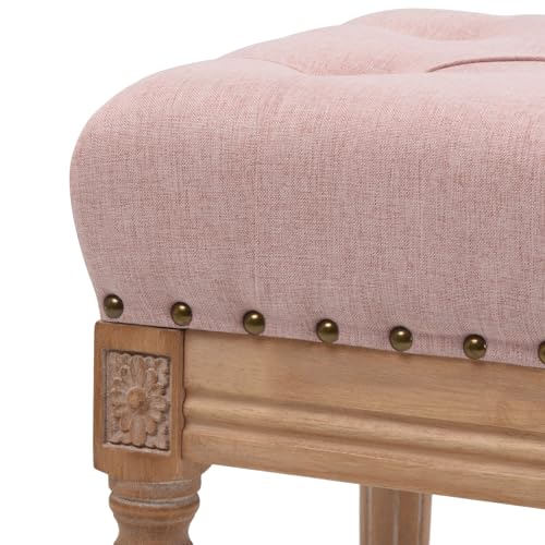 Vanity Stool, Tufted Vanity Chair for Makeup Room, Fabric Ottoman Stool with Vintage Wooden Frame, Small Bench for Living Room Dining Room,19\" Ottoman Bench for Bedroom, Foot Stool Foot Rest - Thumbnail 6