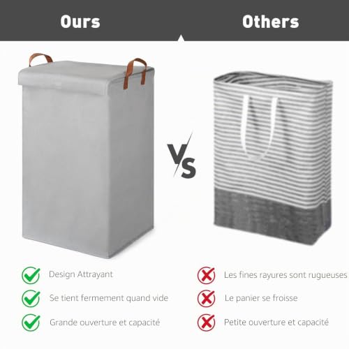 Panier à linge pliable avec couvercle pour ranger le linge - 6