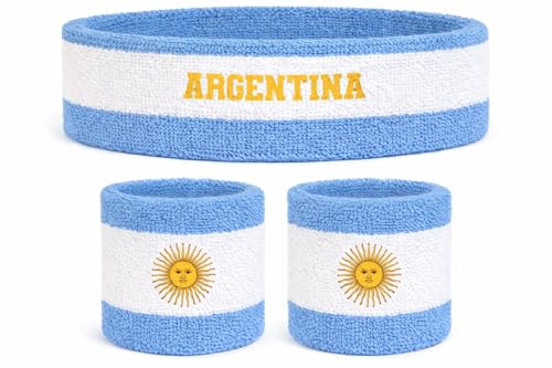 Image of Suddora Country Headband & Wristbands Set (Includes 2 Wrist & 1 Head Sweatband), Highly Moisture Wicking