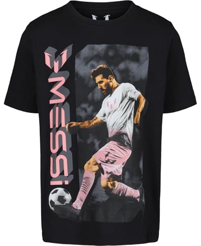Image of Messi Boys' Lifestyle Short Sleeve T-Shirt, Slim-fit Graphic Tee, Cotton Blend Fabric