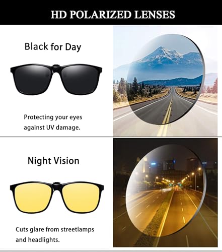 Image of Polarized Clip-on Sunglasses Anti-Glare UV Protection Driving Sun Glasses Over Prescription Glasses