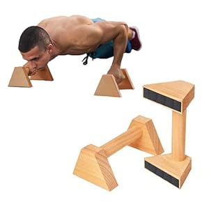 Lot de 2 Poignées de Pompes en Bois 25cm – Parallèles Ergonomiques Antidérapantes Durables – Équipement Callisthénie Intérieur/Extérieur Idéal pour Pompes