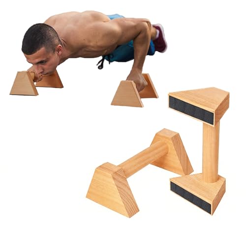 Liegestützgriffe aus Holz, 2 Stück 25cm Gelenksschonende Parallettes Ergonomische, Rutschfeste Handstand Griffe Nachhaltige, Calisthenics Equipment für Indoor, Outdoor, Ideal für Handstand Liegestütze